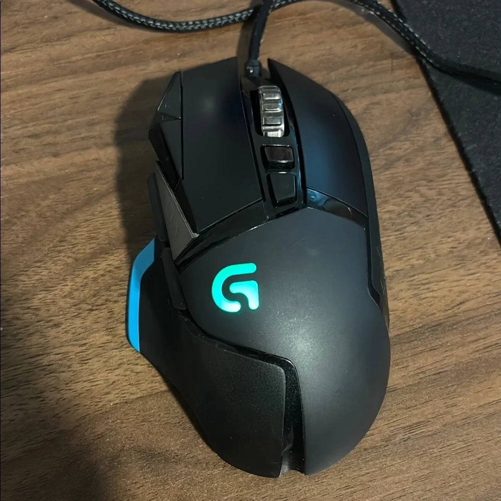 Logitech G502 Black Gaming Mouse with Blue Accents